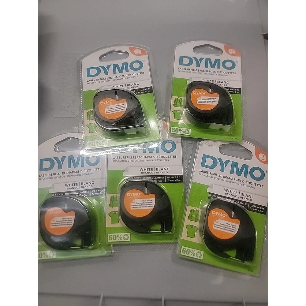 Lot of 6 DYMO LetraTag Fabric Iron-On Labels, 1/2